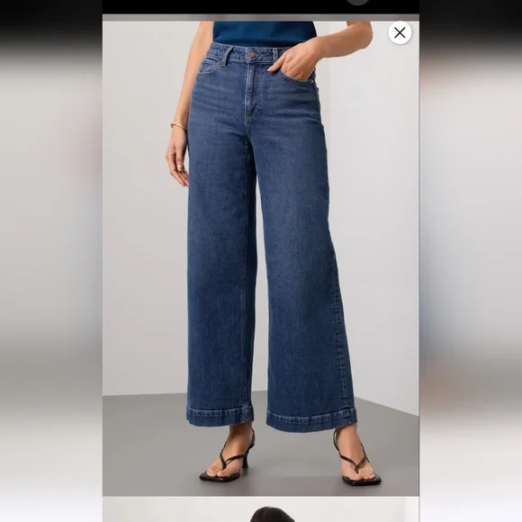 Paige Wide Leg Harper Jeans Womens Size 32 Dark Wash - Picture 2 of 12